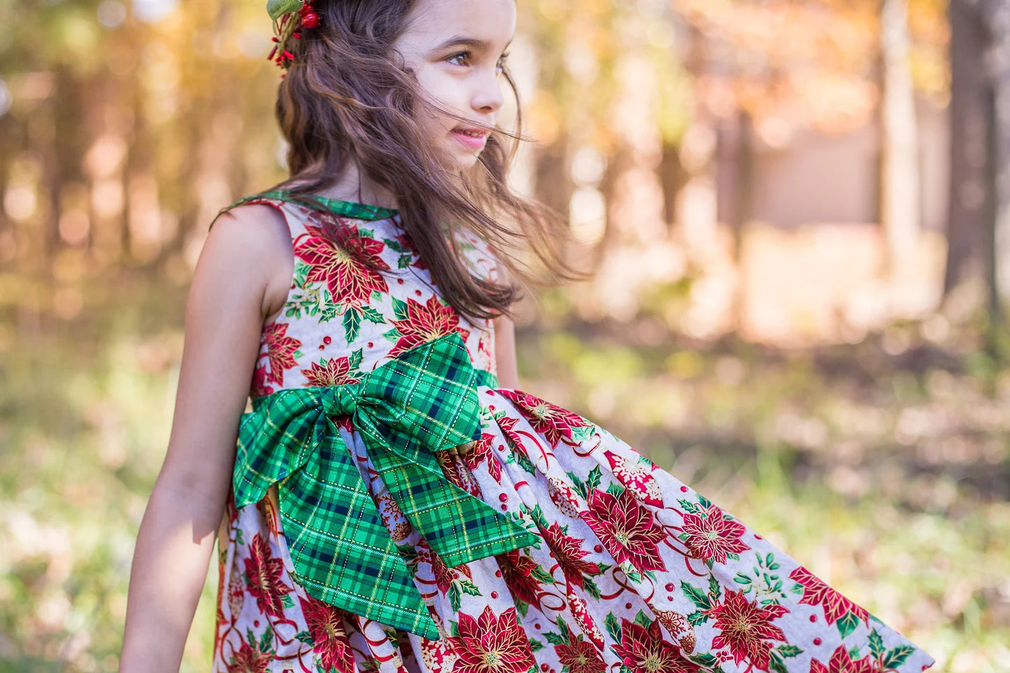 Girl's Christmas Poinsettia Dress image 3