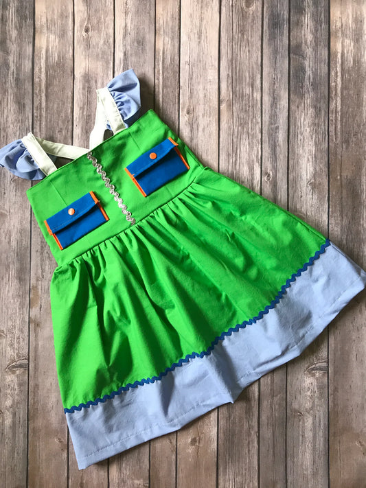 Girl's Green Rescue Dog Dress image 0
