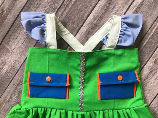 Girl's Green Rescue Dog Dress image 1